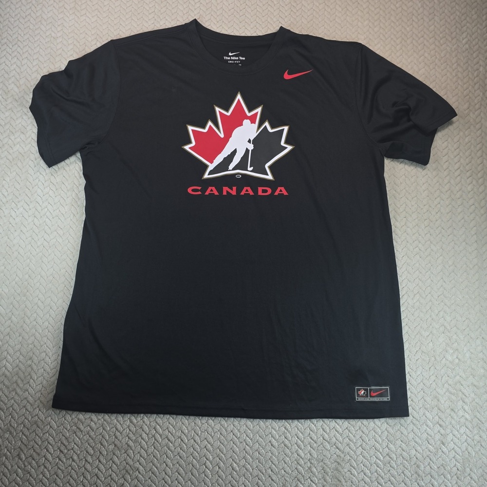 Nike Team Canada Hockey Dri-FIT Graphic T-Shirt Mens XXL Black Short Sleeve